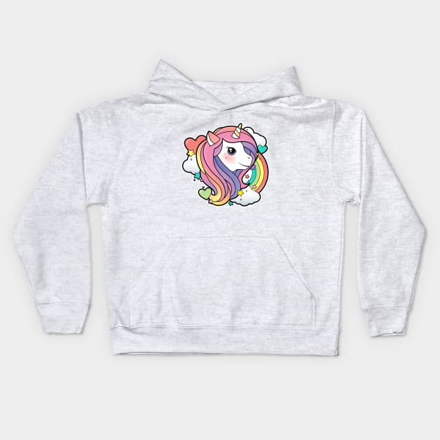 Magical Rainbow Unicorn Kids Hoodie by LuxCups